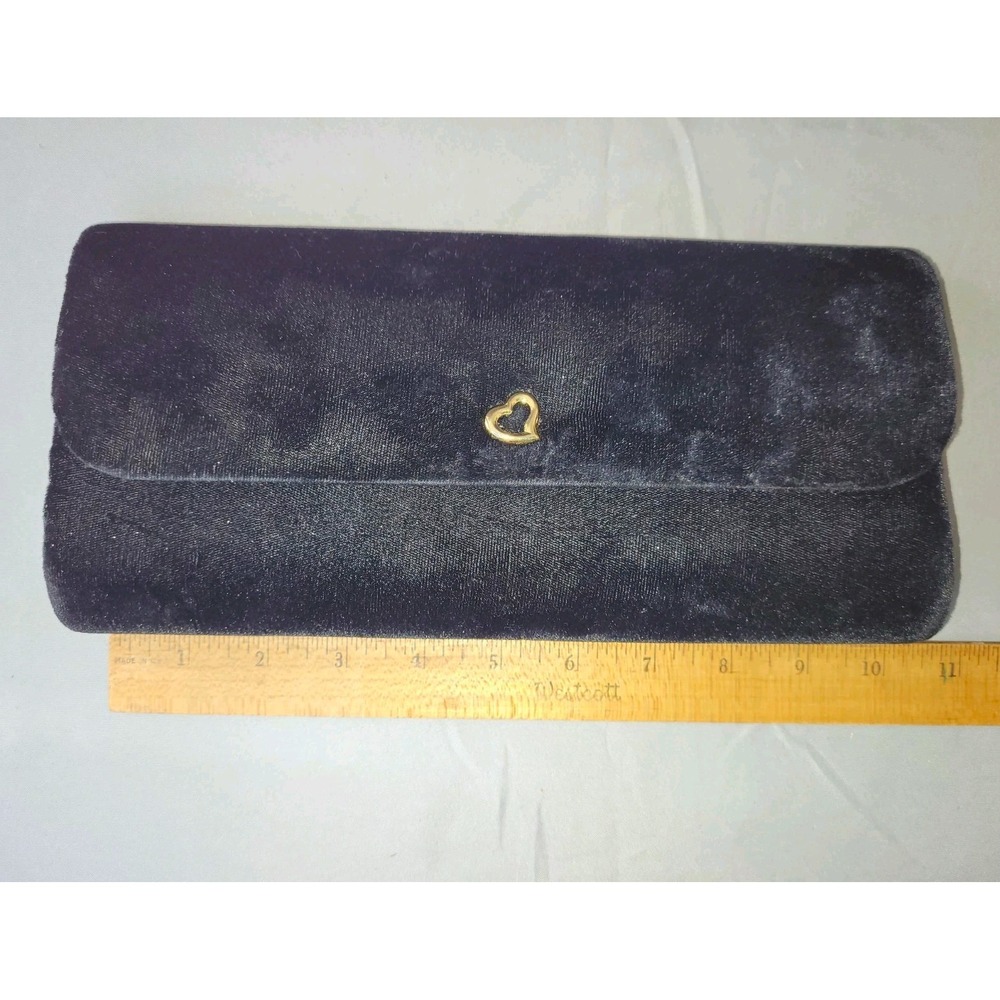 Victoria's Secret Black Fabric Lined Clutch Purse Heart Theme for Women